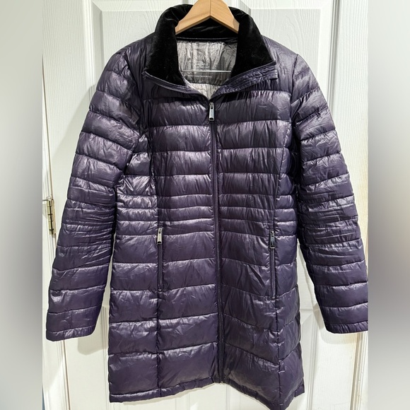 Andrew Marc Deep Purple Packable Lightweight Down  Coat Velvet Collar 💜 - Picture 1 of 5